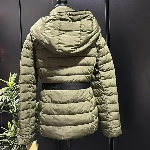 Michael Kors Down alternative hooded puffer parka coat,ultralight,zipper,logo